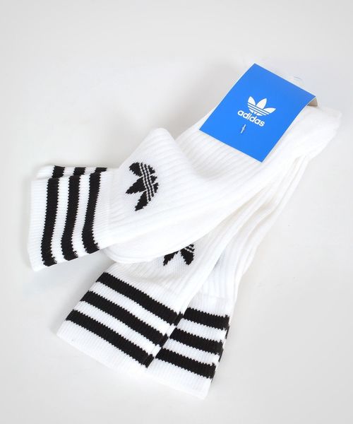 adidas(アディダス)の「adidas: SOLID CREW 3P ソックス(ソックス/靴下・メンズ・ブラック/ホワイト・ONE SIZE)」の1枚目の写真