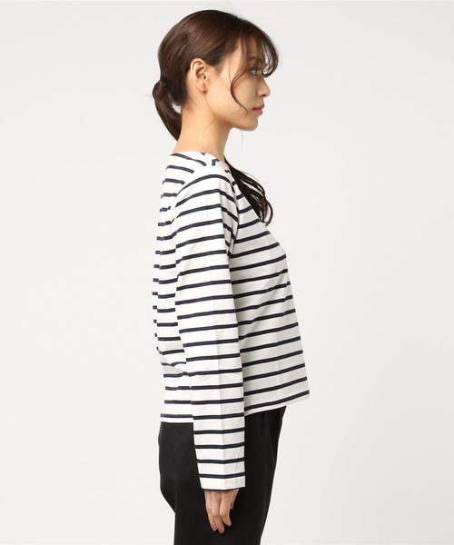 notch.（ノッチ）の「ボーダーボートネックロンＴ（Tシャツ/カットソー・レディース・ブラック/イエロー/ネイビー/ピンク・M）」の5枚目の写真