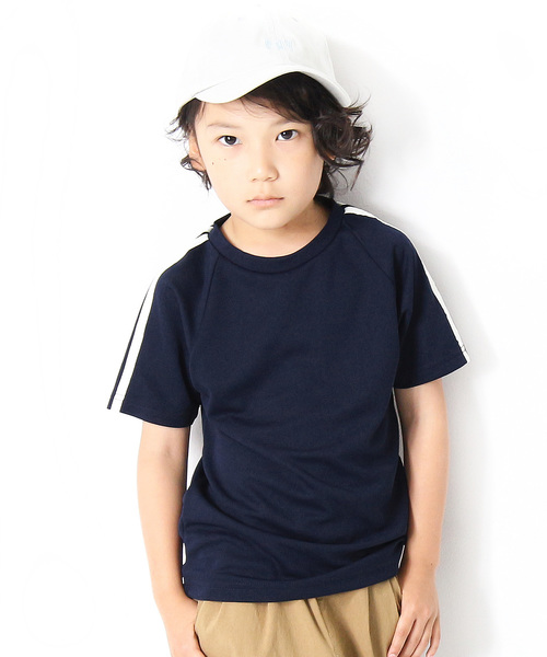 devirock（デビロック）の「袖ライン入り半袖Tシャツ 吸汗速乾 スポーツミックス（Tシャツ/カットソー・キッズ・ブラック/ブルー/レッド/ネイビー/イエロー・100cm/110cm/120cm/140cm/160cm/150cm/130cm）」の3枚目の写真