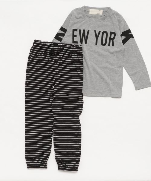 NEW YORKロゴ長袖Tシャツ スウェットパンツ セットアップ キッズ NEW YORKロゴ長袖Tシャツ スウェットパンツ セットアップ キッズ