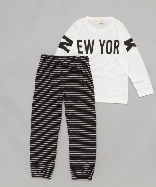 NEW YORKロゴ長袖Tシャツ スウェットパンツ セットアップ キッズ NEW YORKロゴ長袖Tシャツ スウェットパンツ セットアップ キッズ