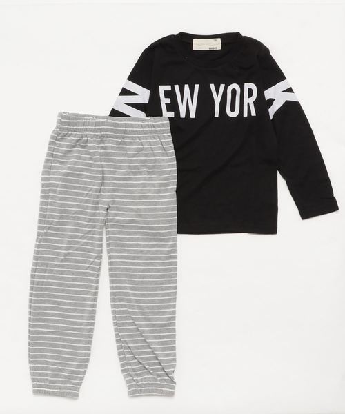NEW YORKロゴ長袖Tシャツ スウェットパンツ セットアップ キッズ NEW YORKロゴ長袖Tシャツ スウェットパンツ セットアップ キッズ