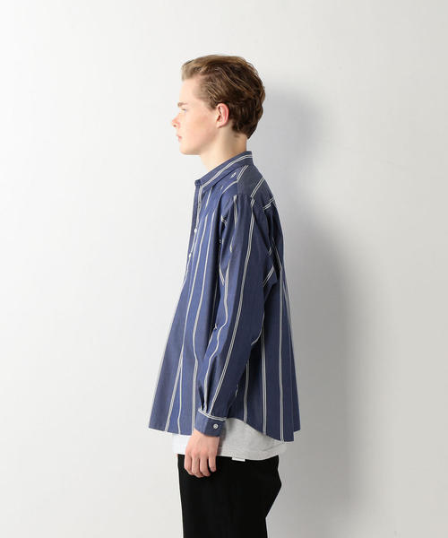 Steven Alan（スティーブンアラン）の「＜Steven Alan＞STRIPE PULLOVER REGULAR COLLAR SHIRT-BOLD/シャツ（シャツ/ブラウス・メンズ・ベージュ/ネイビー・LARGE/X-LARGE/MEDIUM/SMALL）」の6枚目の写真