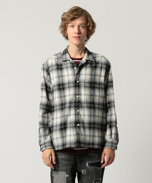 UNITED ARROWS & SONS / 長袖シャツ/L/ポリエステル/BRW/チェック/5511-299-0283 UNITED ARROWS & SONS（ユナイテッドアローズアンドサンズ）の「UNITED