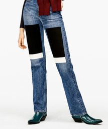 Calvin Klein Jeans | ハイウェスト ストレート カラー ブロック ジーンズ CKJ030(デニムパンツ)