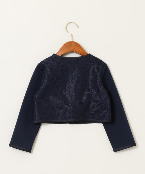 green label relaxing(グリーンレーベルリラクシング)の「ポンチパイピングボレロ(ノーカラージャケット・キッズ・オフホワイト/ネイビー・105/125/135/115)」の7枚目の写真