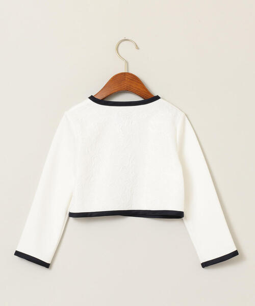 green label relaxing(グリーンレーベルリラクシング)の「ポンチパイピングボレロ(ノーカラージャケット・キッズ・オフホワイト/ネイビー・105/125/135/115)」の6枚目の写真