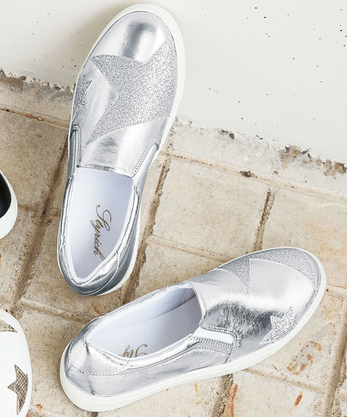 GeeRA（ジーラ）の「スター柄スリッポン（スニーカー・レディース・ブラック/ホワイト/シルバー/ホワイト×シルバー・MEDIUM/SMALL/X-LARGE/LARGE）」の4枚目の写真