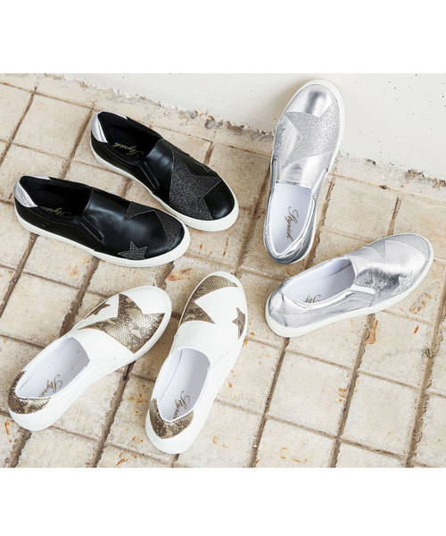 GeeRA（ジーラ）の「スター柄スリッポン（スニーカー・レディース・ブラック/ホワイト/シルバー/ホワイト×シルバー・MEDIUM/SMALL/X-LARGE/LARGE）」の11枚目の写真