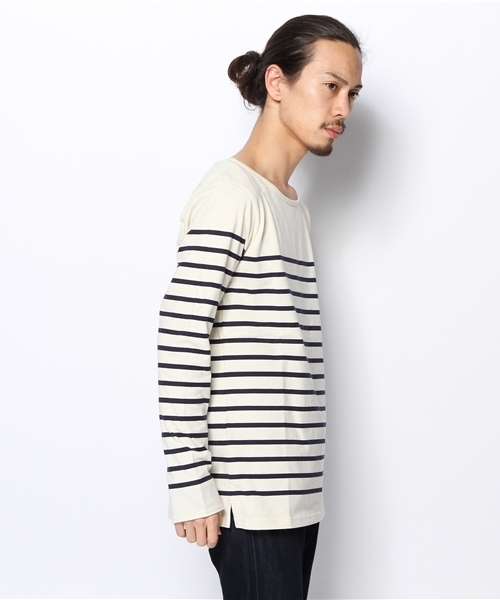 WEGO（ウィゴー）の「WEGO/パネルボーダーカットソー（Tシャツ/カットソー・メンズ・オフホワイト/ネイビー/トリコロール・MEDIUM/LARGE）」の5枚目の写真