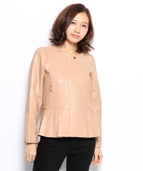 smork（スモーク）の「ペプラム ライダース ジャケット（ライダースジャケット・レディース・ブラック系/ブラウン系/ピンク系・38）」の3枚目の写真