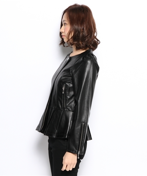 smork（スモーク）の「ペプラム ライダース ジャケット（ライダースジャケット・レディース・ブラック系/ブラウン系/ピンク系・38）」の6枚目の写真