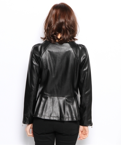 smork（スモーク）の「ペプラム ライダース ジャケット（ライダースジャケット・レディース・ブラック系/ブラウン系/ピンク系・38）」の7枚目の写真
