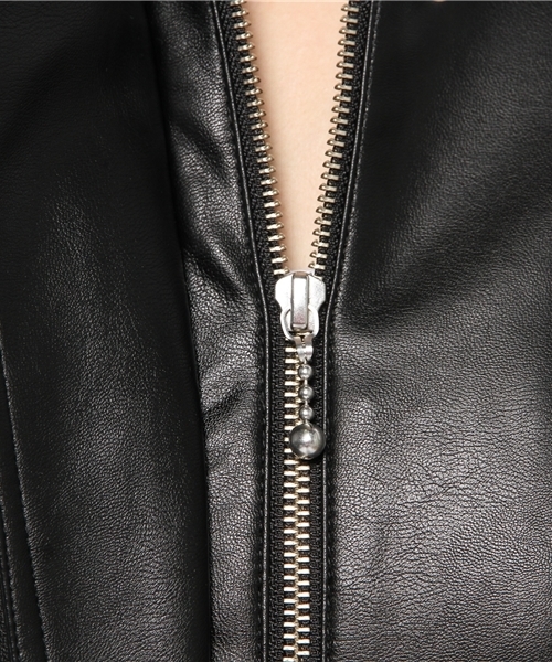 smork（スモーク）の「ペプラム ライダース ジャケット（ライダースジャケット・レディース・ブラック系/ブラウン系/ピンク系・38）」の5枚目の写真