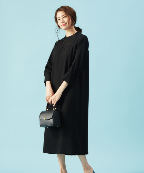 セール ドットチュールコンビワンピース ワンピース La La La Cle ラクレ のファッション 日替わりスペシャル