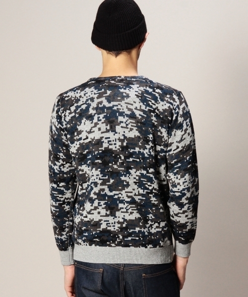BEAUTY&YOUTH UNITED ARROWS（ビューティーアンドユースユナイテッドアローズ）の「BY リネン/コットン デジカモ クルーネック ニット◆（ニット/セーター・メンズ・ベージュ/ネイビー・SMALL/LARGE/MEDIUM/X-LARGE）」の3枚目の写真