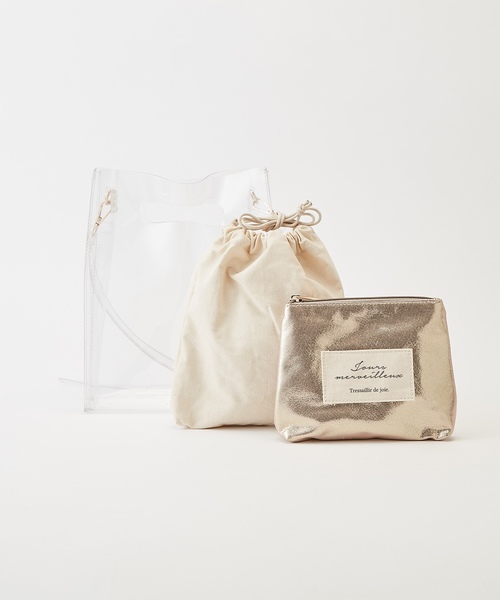 one after another NICE CLAUP（ワンアフターアナザーナイスクラップ）の「３点セットPVCスクエアバッグ（ショルダーバッグ・レディース・ブラウン系その他/クリア・FREE）」の6枚目の写真