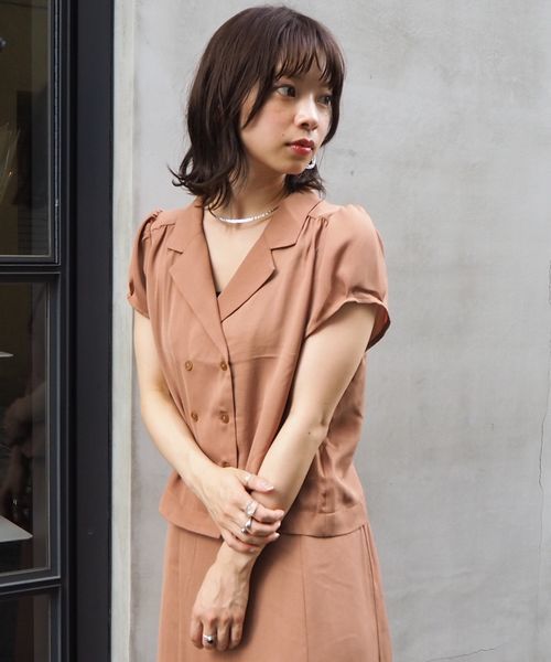 tiptop(ティップトップ)の「【ZOZOTOWN限定アイテム】ダブルボタン開襟ブラウス(シャツ/ブラウス・レディース・ベージュ/ネイビー/ブラウン・FREE)」の8枚目の写真
