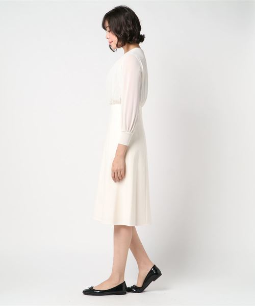 2022年最新入荷 ANAYI シフォン+ダブルクロスコンビ ワンピース 2022年最新入荷 ANAYI シフォン+ダブルクロスコンビ ワンピース
