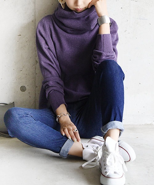 and it_(アンドイット)の「ふかくしゅネックコットンニット(ニット/セーター・レディース・チャコールグレー/ブラック/パープル/ピンク/モカ/オートミール/ブルーグリーン/ブラウン系その他/ピンク系その他/パープル系その他/ベージュ系その他・S~M/L~LL/3L~4L)」の17枚目の写真