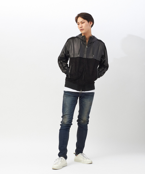 5351 POUR LES HOMMES（ゴーサンゴーイチプールオム）の「【セットアップ対応】ラムジャージーZIPパーカージャケット（ブルゾン・メンズ・ブラック・46/48）」の4枚目の写真