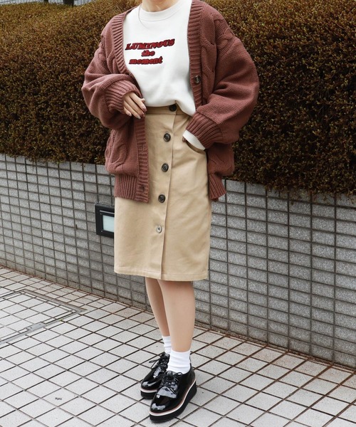 PairPair（ペアペア）の「サイドボタンツイルミディスカート（スカート・レディース・ベージュ/インディゴブルー/モカ・FREE）」の7枚目の写真