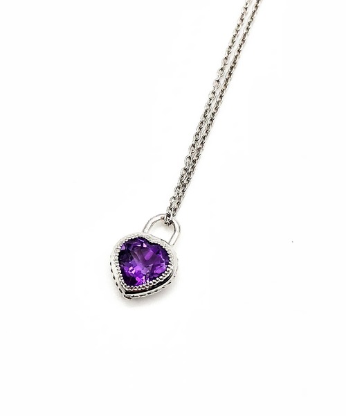 ATELIER COVA（アトリエコバ）の「シルバー925　8㎜天然石ハートチャームネックレス【ガーネット・アメシスト】（ネックレス・レディース・パープル系その他/ワインレッド/ブラック/ブルー/グリーン・FREE）」の6枚目の写真