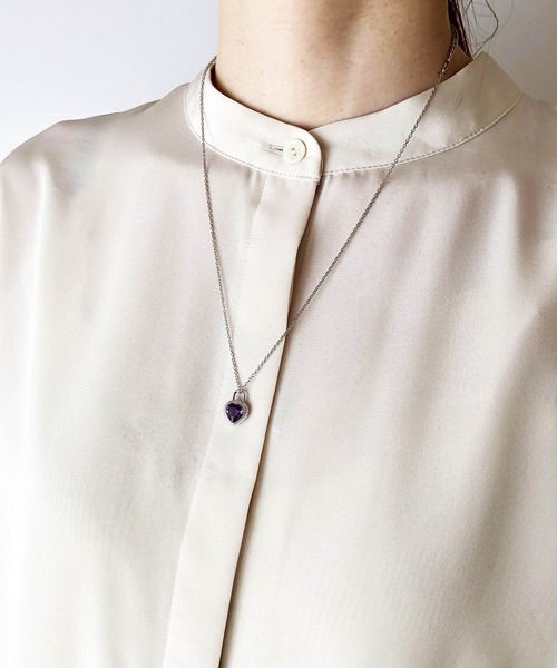 ATELIER COVA（アトリエコバ）の「シルバー925　8㎜天然石ハートチャームネックレス【ガーネット・アメシスト】（ネックレス・レディース・パープル系その他/ワインレッド/ブラック/ブルー/グリーン・FREE）」の22枚目の写真