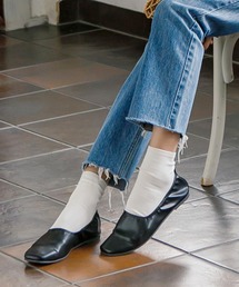 スクエアトゥギャザーフラットパンプス