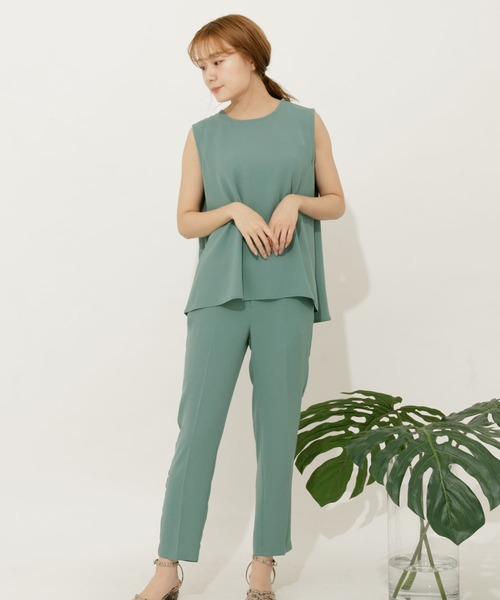 SENSE OF PLACE by URBAN RESEARCH（センスオブプレイスバイアーバンリサーチ）の「バックフレアセットアップ(テーパード)（セットアップ・レディース・ネイビー/グリーン/ライトベージュ・SMALL/MEDIUM）」の2枚目の写真