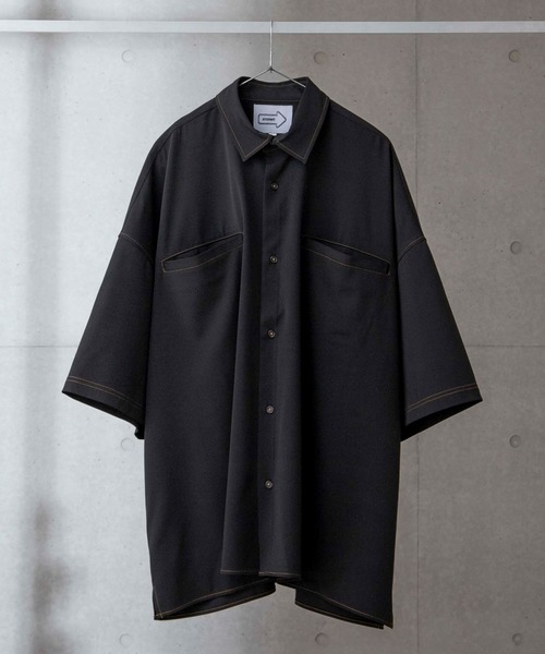 美品‼️PUBLIC TOKYO ステッジ　オーバーサイズ 半袖シャツ 黒 美品‼️PUBLIC TOKYO ステッジ オーバーサイズ 半袖シャツ 黒