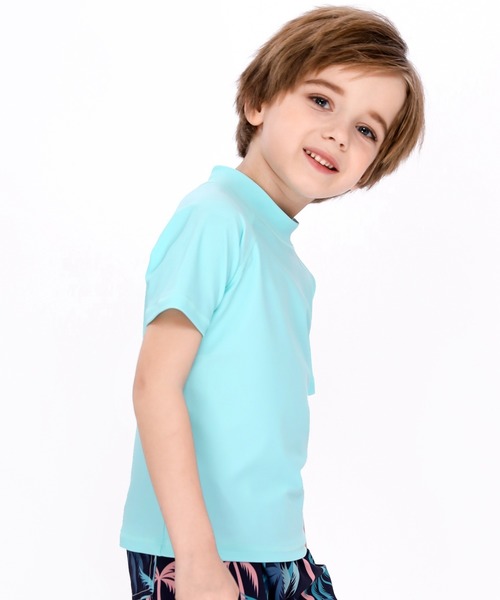 TeddyShop（テディショップ）の「キッズ水着 カラフル半袖ラッシュガードトップス（ラッシュガード・キッズ・ブラック/ネイビー/イエロー/ドット/ホワイト/ホワイト×ピンク/グレー/ライトブルー・100cm/130cm/150cm/110cm/120cm/140cm）」の20枚目の写真