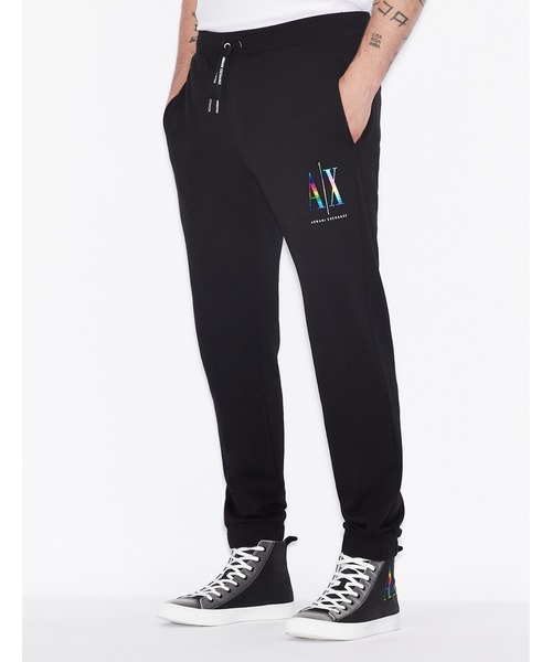 ARMANI EXCHANGE(アルマーニエクスチェンジ)の「【A|Xアルマーニ エクスチェンジ】ICON スウェットジョガーパンツ/プライドコレクション(スウェットパンツ・メンズ・ホワイト/ブラック・LARGE/MEDIUM/SMALL/X-LARGE/X-SMALL)」の2枚目の写真