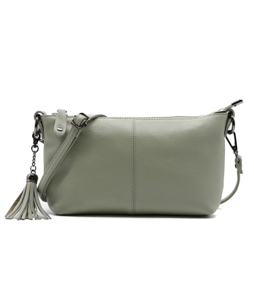 GUSCIO(グッシオ)の「【グッシオレザー】本革 ミニショルダーバッグ タッセル付き クロスボディ シュリンク(ショルダーバッグ・レディース・ブラック/モカ/カーキ/スモークピンク/シルバー系その他/ベージュ/アイボリー/シルバー/ミント/ブロンズ/レッド/グリーン/イエロー/ピンク/シルバー系その他2・FREE)」の8枚目の写真