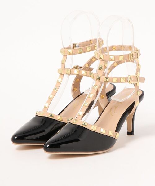 KOBE LETTUCE（コウベレタス）の「ダブルストラップスタッズパンプス（パンプス・レディース・ブラック/ブルー/ピンク/オフホワイト・L/LL/M/S）」の3枚目の写真