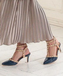 ダブルストラップスタッズパンプス