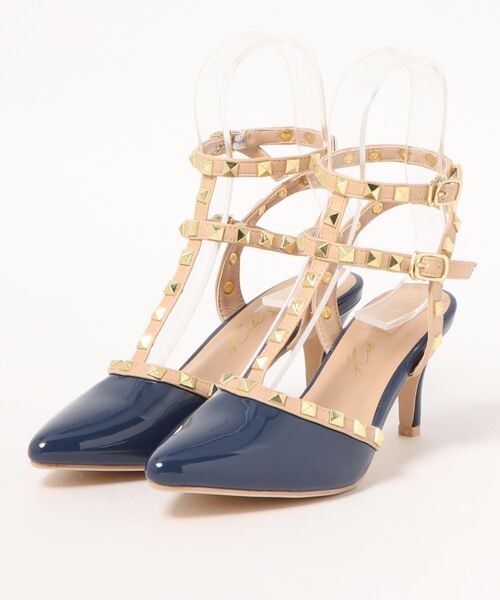 KOBE LETTUCE（コウベレタス）の「ダブルストラップスタッズパンプス（パンプス・レディース・ブラック/ブルー/ピンク/オフホワイト・L/LL/M/S）」の7枚目の写真