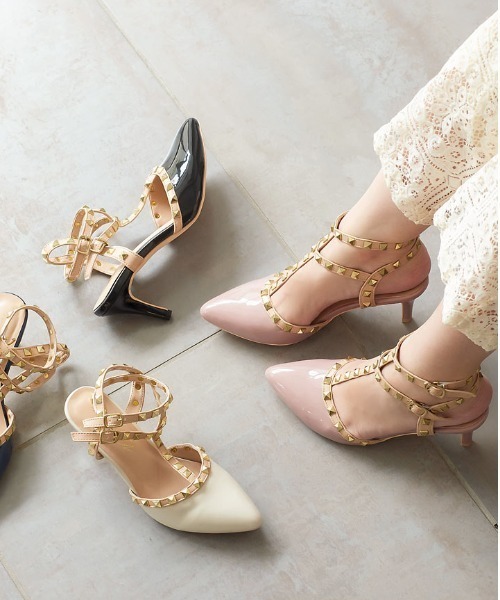 KOBE LETTUCE（コウベレタス）の「ダブルストラップスタッズパンプス（パンプス・レディース・ブラック/ブルー/ピンク/オフホワイト・L/LL/M/S）」の9枚目の写真