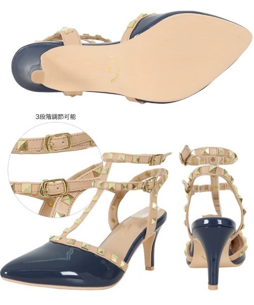 KOBE LETTUCE（コウベレタス）の「ダブルストラップスタッズパンプス（パンプス・レディース・ブラック/ブルー/ピンク/オフホワイト・L/LL/M/S）」の11枚目の写真