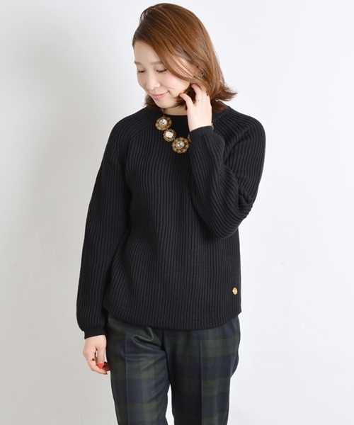 SHIPS for women(シップスフォーウィメン)の「【CLASSY.12月号掲載】ソリッド/ボーダー アゼニット プルオーバー(ニット/セーター・レディース・ライトホワイト/ブラック/ブルー/ネイビー・36/38)」の1枚目の写真