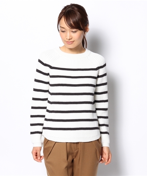 SHIPS for women(シップスフォーウィメン)の「【CLASSY.12月号掲載】ソリッド/ボーダー アゼニット プルオーバー(ニット/セーター・レディース・ライトホワイト/ブラック/ブルー/ネイビー・36/38)」の5枚目の写真