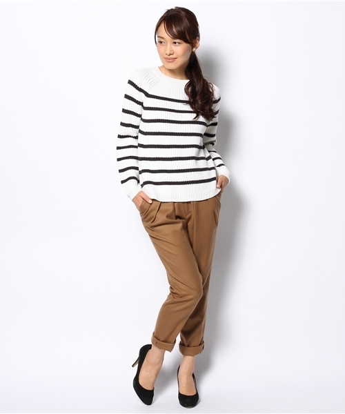 SHIPS for women(シップスフォーウィメン)の「【CLASSY.12月号掲載】ソリッド/ボーダー アゼニット プルオーバー(ニット/セーター・レディース・ライトホワイト/ブラック/ブルー/ネイビー・36/38)」の8枚目の写真