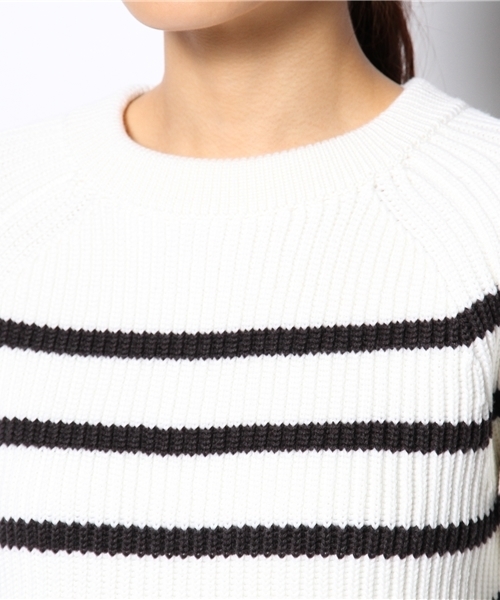 SHIPS for women(シップスフォーウィメン)の「【CLASSY.12月号掲載】ソリッド/ボーダー アゼニット プルオーバー(ニット/セーター・レディース・ライトホワイト/ブラック/ブルー/ネイビー・36/38)」の9枚目の写真