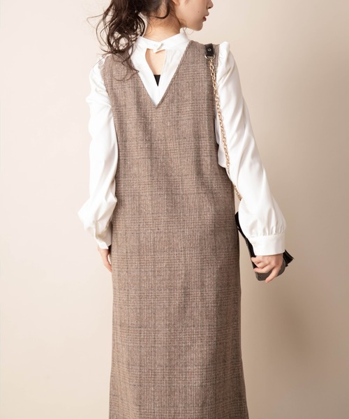 Mysa&Liina（ミーサリーナ）の「２WAYチェックジャンパースカート（ジャンパースカート・レディース・ブラウン/グレー/ベージュ・M）」の8枚目の写真