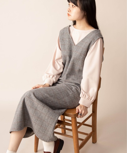 Mysa&Liina（ミーサリーナ）の「２WAYチェックジャンパースカート（ジャンパースカート・レディース・ブラウン/グレー/ベージュ・M）」の13枚目の写真