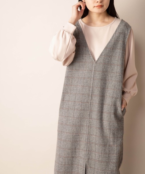 Mysa&Liina（ミーサリーナ）の「２WAYチェックジャンパースカート（ジャンパースカート・レディース・ブラウン/グレー/ベージュ・M）」の14枚目の写真