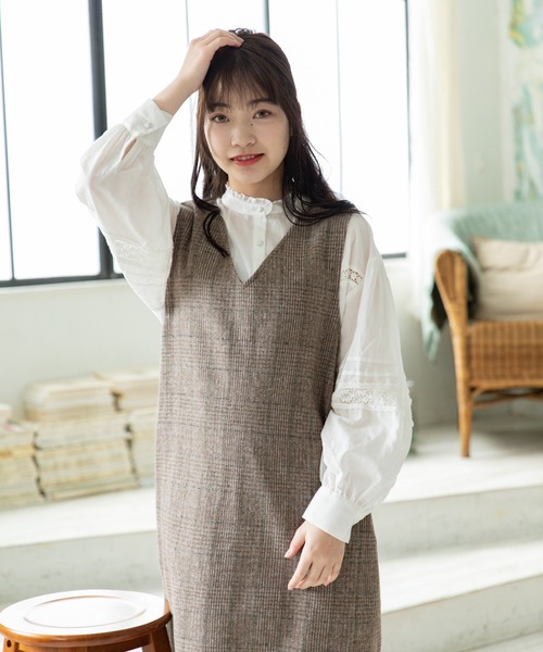 Mysa&Liina（ミーサリーナ）の「２WAYチェックジャンパースカート（ジャンパースカート・レディース・ブラウン/グレー/ベージュ・M）」の20枚目の写真