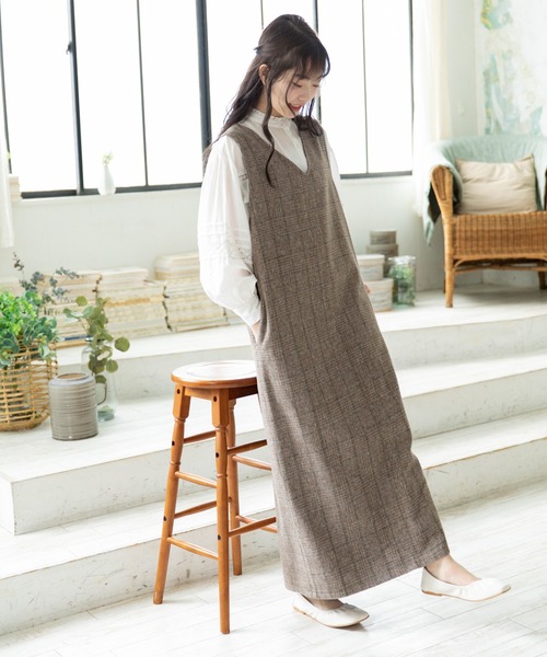 Mysa&Liina（ミーサリーナ）の「２WAYチェックジャンパースカート（ジャンパースカート・レディース・ブラウン/グレー/ベージュ・M）」の21枚目の写真