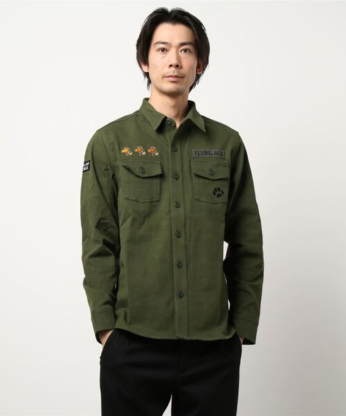 PEANUTS(ピーナッツ)の「LOWBLOW KNUCKLE / ローブローナックル / PEANUTS / FLYING ACE ミリタリーシャツ(M2)(シャツ/ブラウス・メンズ・ベージュ/ブラック/グリーン・L/XL/M/XXL)」の10枚目の写真