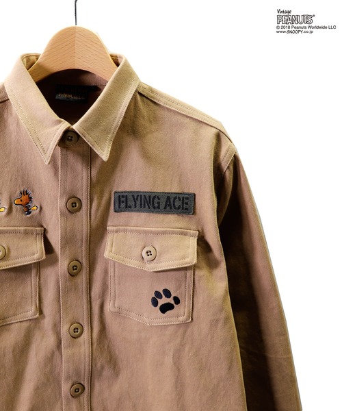 PEANUTS(ピーナッツ)の「LOWBLOW KNUCKLE / ローブローナックル / PEANUTS / FLYING ACE ミリタリーシャツ(M2)(シャツ/ブラウス・メンズ・ベージュ/ブラック/グリーン・L/XL/M/XXL)」の18枚目の写真